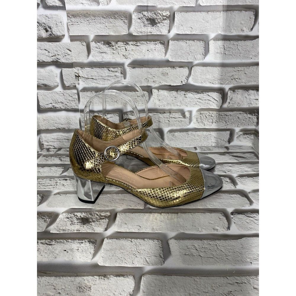 J.Crew Womens Millie‎ Ankle-Strap Heels in Snake-Embossed Italian Leather Size 6